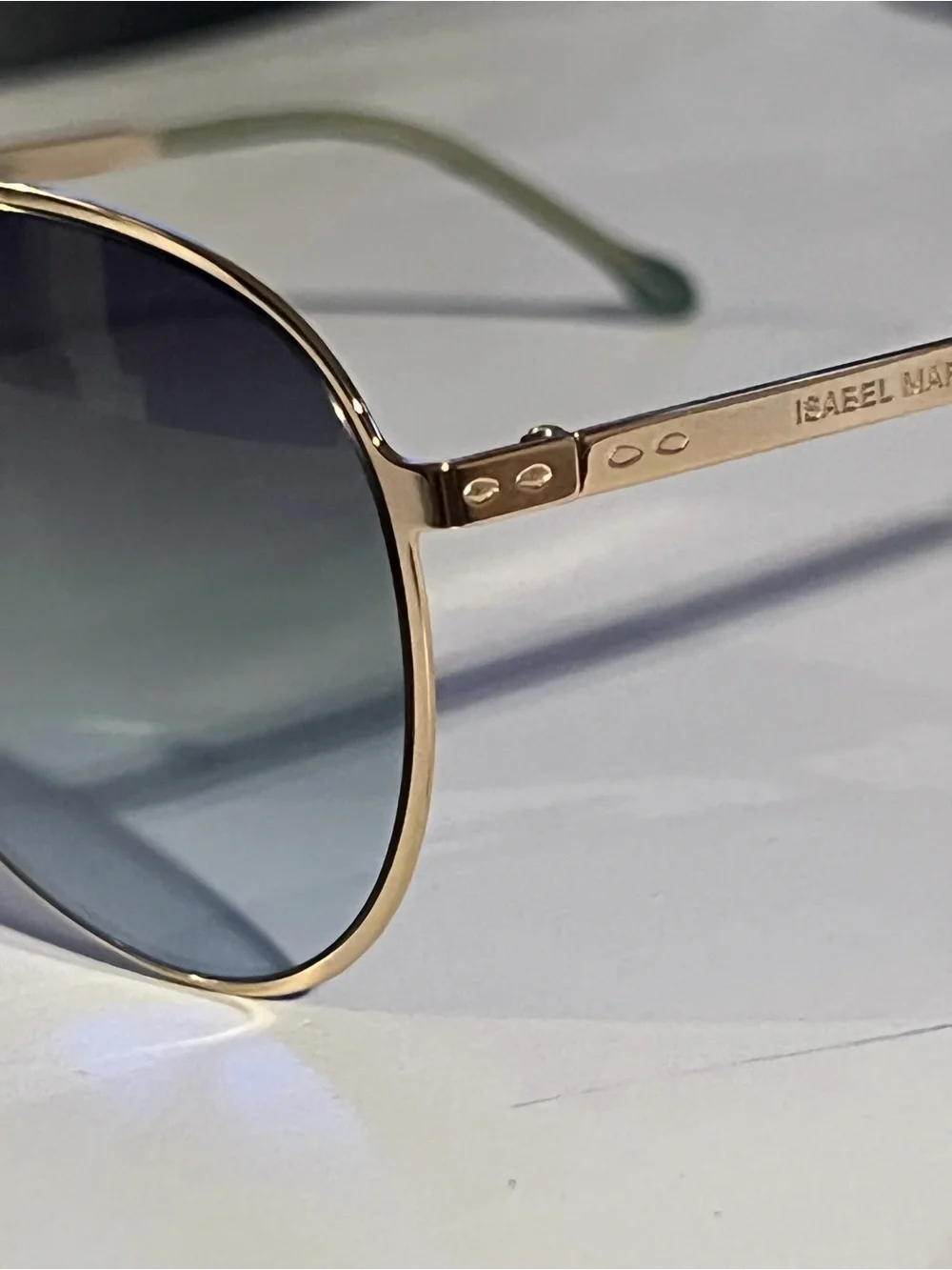 Isabel Marant Gold Aviator Sunglasses with Gray light bluish Gradient Lenses
